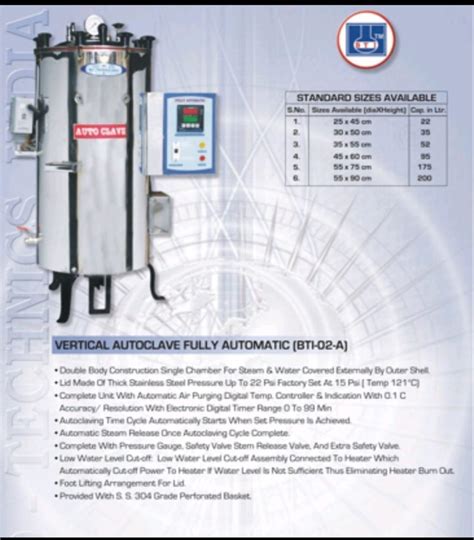 Fully Automatic Vertical Autoclave At Best Price In Vasai