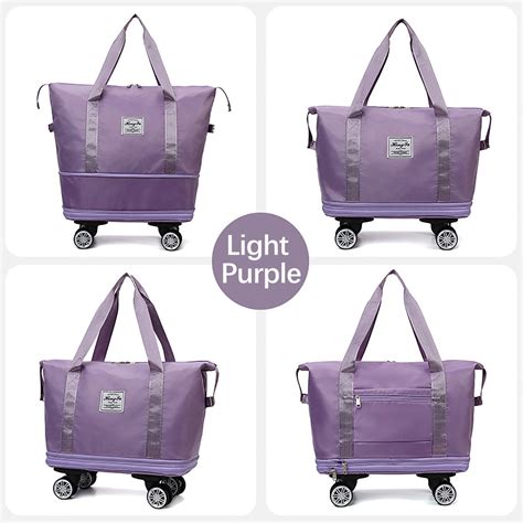 Pompotops Universal Travel Tote Bag with Wheels, Large Capacity Folding ...