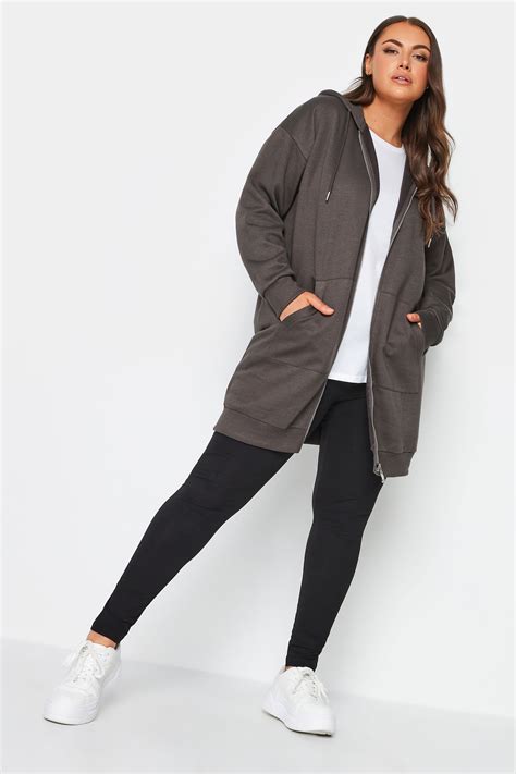 Yours Plus Size Charcoal Grey Longline Zip Hoodie Yours Clothing