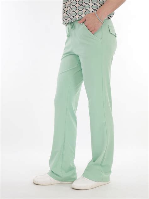 Mintgroene Travelstof Broek Straight Van Angelle Milan