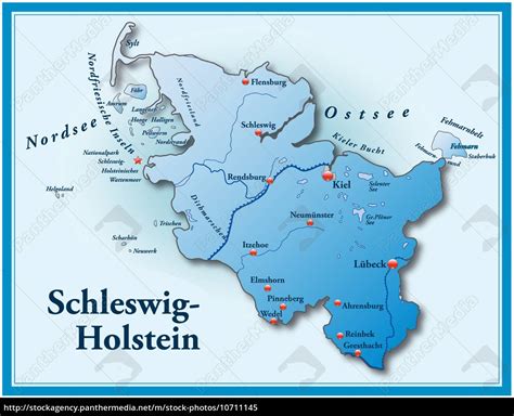 Karte Von Schleswig Holstein Als Übersichtskarte In Lizenzfreies Bild