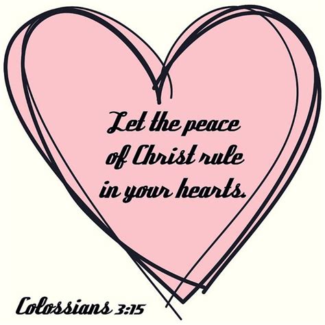 A Pink Heart With The Words Let The Peace Of Christ Rule In Your Hearts