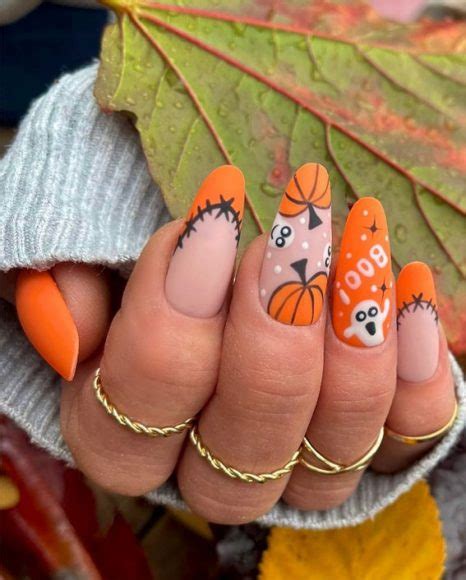 30 Spooktacular Halloween Nail Designs Orange Spooky Set