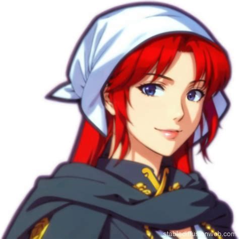Romantic Smirking Woman With Crimson Hair Stable Diffusion Online
