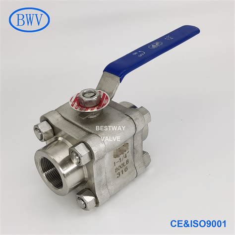 1 Inch 800lb Forged Npt Threaded 3pc Stainless Steel Ball Valve China