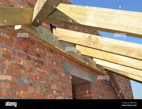 Building A Pitch Roof Frame Attaching Roof Rafters Trusses Beams And