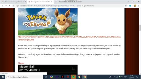 Como Descargar Pokemon Let Go Pikachu Eevee En Visualboy Youtube