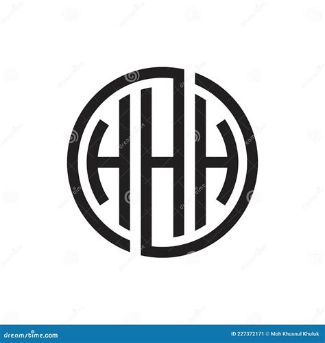 Initial Three Letter Logo Circle Hhh Black Outline Stroke Stock Vector