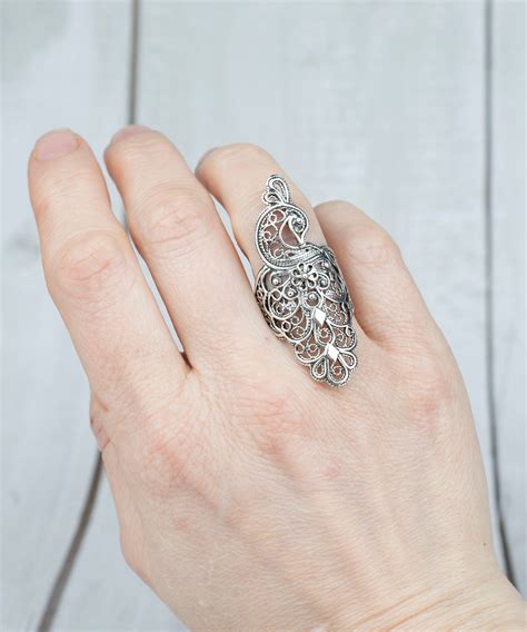 Sterling Silver Peacock Ring Artisan Made Handcrafted Lace Etsy