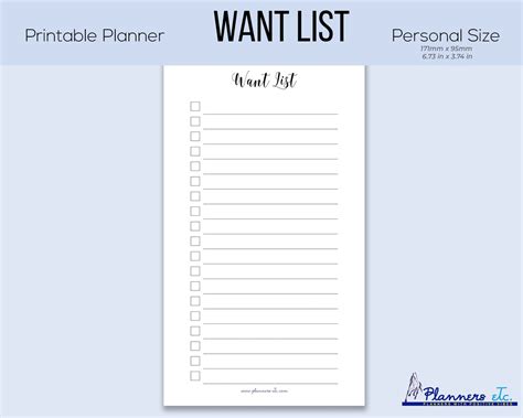Printable Want List Wish List Shopping List Printable - Etsy