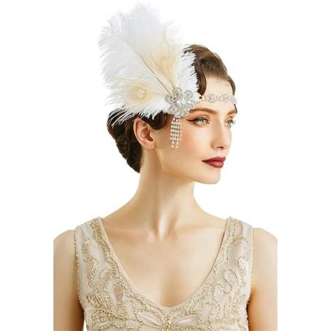 Bandeau en plumes des années 1920 couronne Gatsby accessoires en