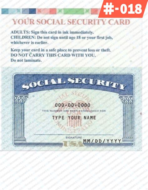 Editable SSN Template front back side - DOCUMENT PSD