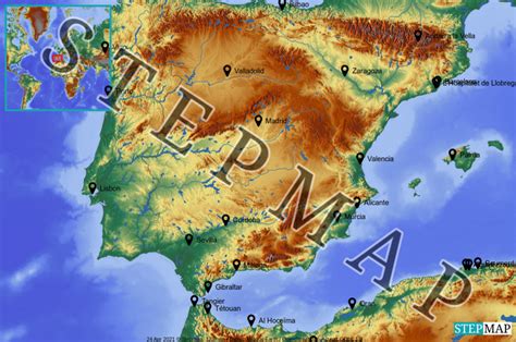 StepMap Spanien 2 Landkarte für Südwesteuropa