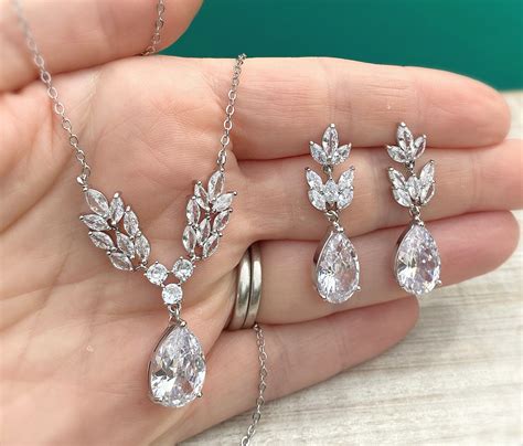 Bridal Jewelry Set Bridal Necklace And Earring Set Wedding Etsy Uk