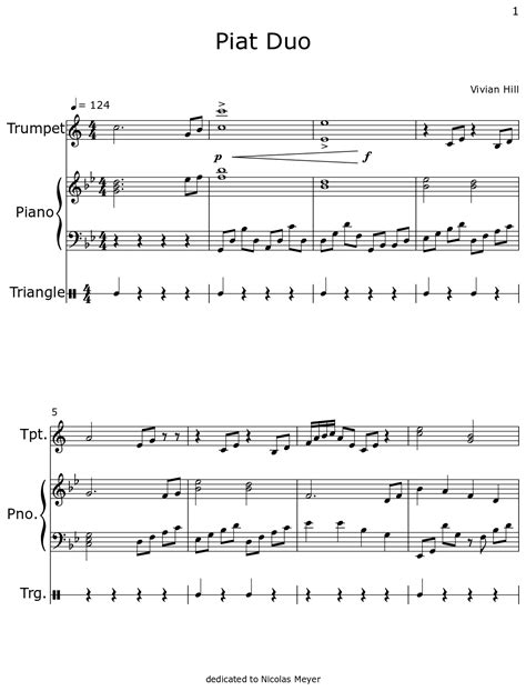 Piat Duo Sheet Music For Trumpet Piano Drum Set