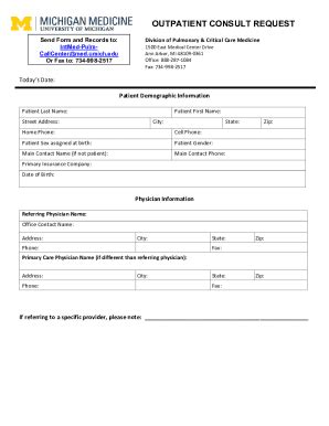 Fillable Online Med Umich Submit A Consult Request Online Fax Email