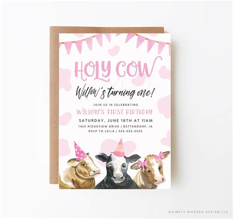 Invitación de cumpleaños de la niña de la vaca sagrada cumpleaños de