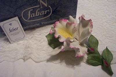 Fabar Capodimonte Porcelain White Lily Flower Made In Italy In Box Hand