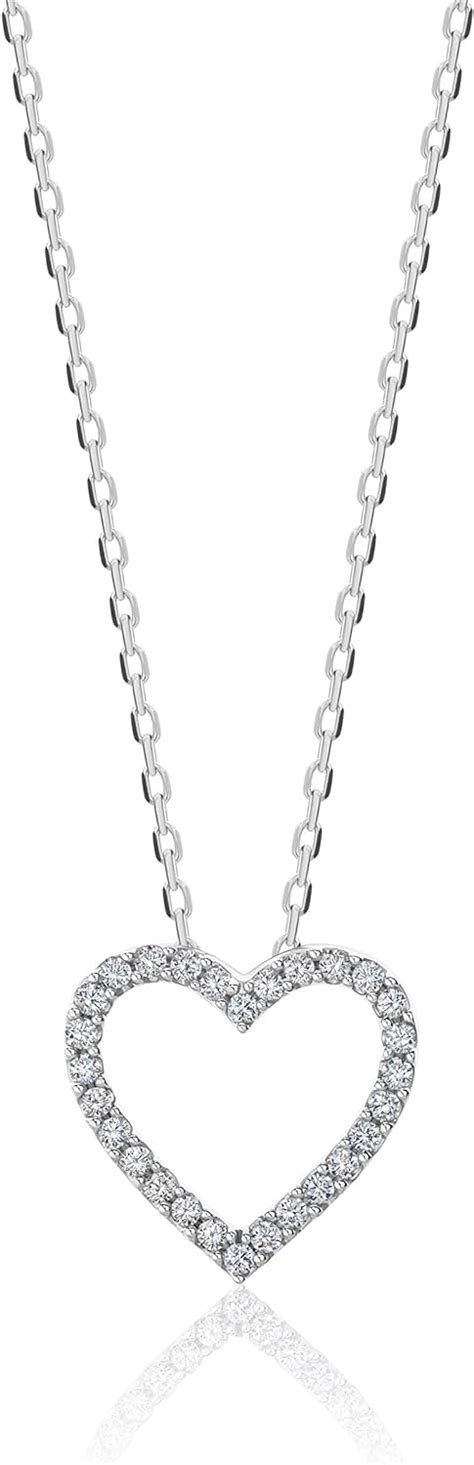 Orovi Collier Femme Cha Ne En Or Blanc Avec Pendentif Coeur Et