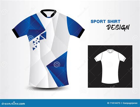 Blue and White Sport Shirt Design Polygon Vector Illustration Stock ...