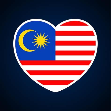 Premium Vector Malaysia Flag In A Shape Of Heart Icon Flat Heart