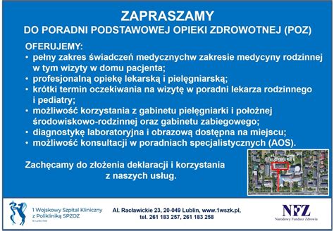 Zapraszamy Do Poradni Podstawowej Opieki Zdrowotnej Wojskowy