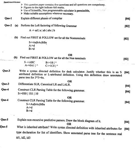 Compiler design mid sem paper (GTU papers sem 7)