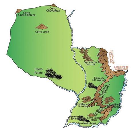 La orografía del Paraguay está formada por cerros sierras montañas y