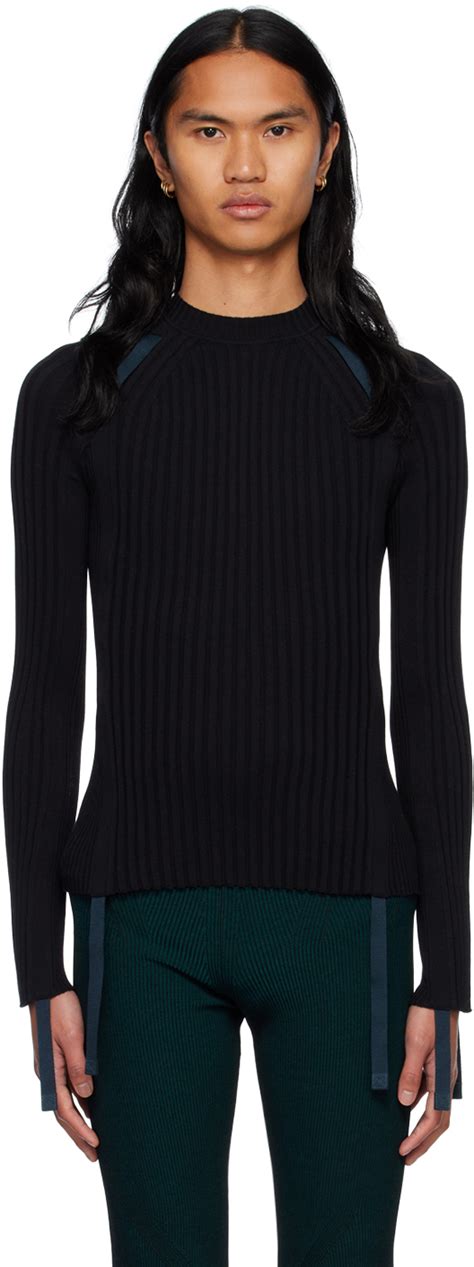 Black Gathered Utility Long Sleeve T Shirt By Dion Lee On Sale