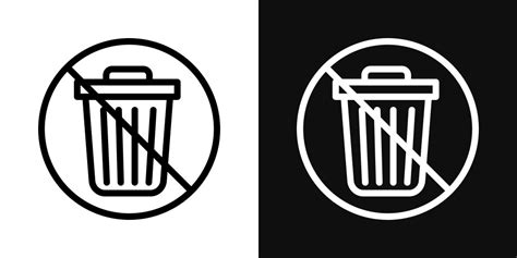 No Trash Icon Set Trash Bin Waste Symbol In A Vector Image