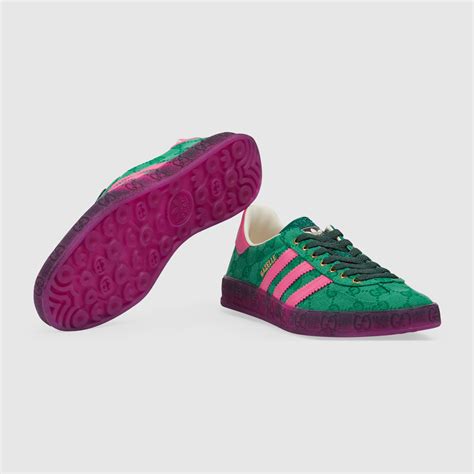 Adidas X Gucci Womens Gazelle Sneaker In Green Original Gg Canvas Gucci® Sg