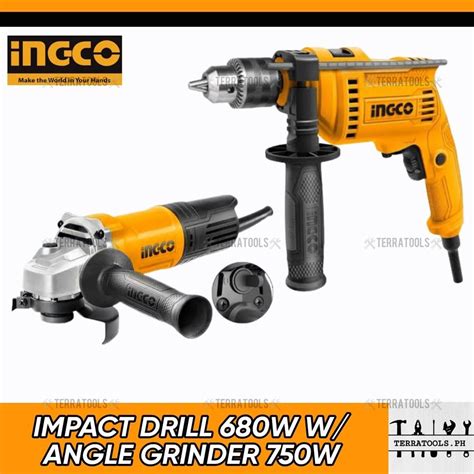 Ingco Combo Set Angle Grinder W Ag Impact Drill W