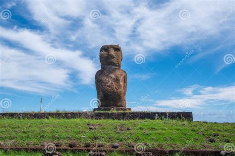 A Single Moai Statue On Easter Island Stock Photo Image Of Grass