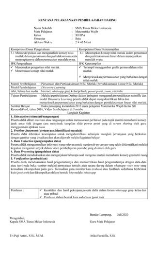 RPP Daring Persamaan Dan Pertidaksamaan Nilai Mutlak P3 PDF