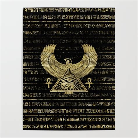 Egyptian Eye Of Horus Wadjet Gold And Black Poster By Creativemotions