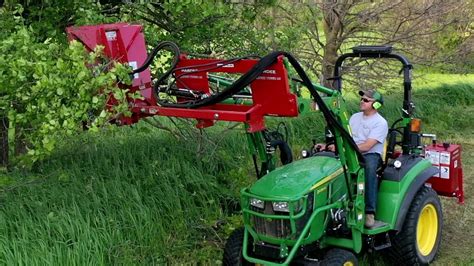 Mow Tree Limbs From Tractor Loader Mounted Rotary Cutter Youtube