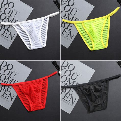 Men Sexy Mesh Bikini Briefs Panties Thong T Back Pouch G String