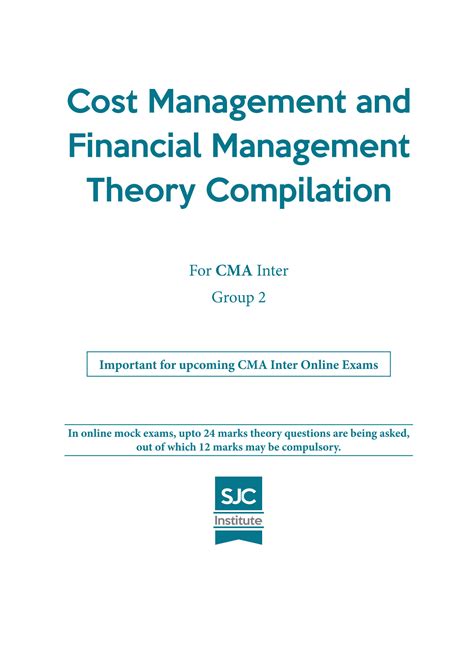 Solution Cma Inter Paper 10 Cost Fm Theory Notes Cmaportal Studypool