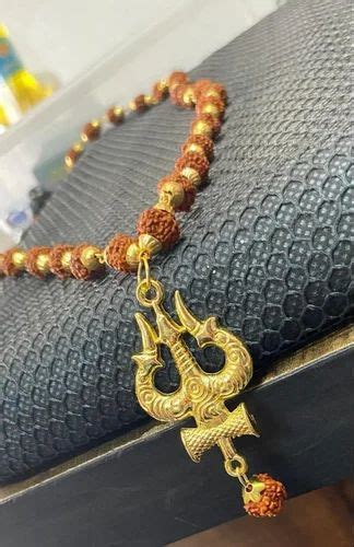 Brass Natural Shiv Trishul With Rudraksh Mala Spiritual Use Pooja