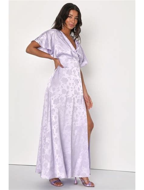 Buy Lulus Lovely Admiration Lavender Satin Floral Jacquard Maxi Dress