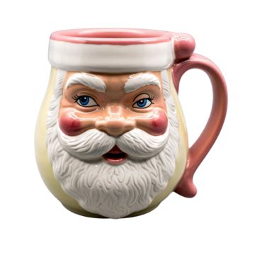 Ceramic Mug Shaped As Santa Claus S Face With Pink Color White Beard