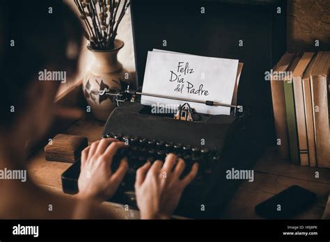 Woman Typing On Typewriter Stock Photo Alamy