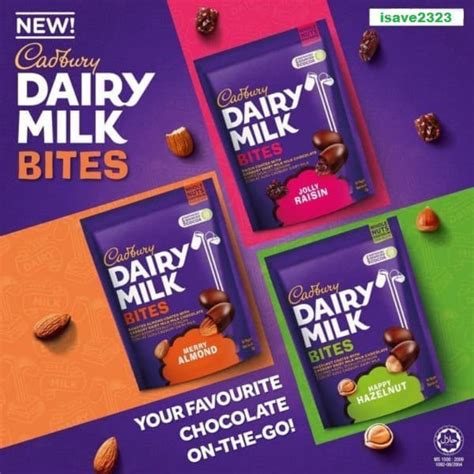 Jual Cadbury Dairy Milk Bites 50gram Merry Almond Happy Hazelnut Jolly Raisin 50gram Pack