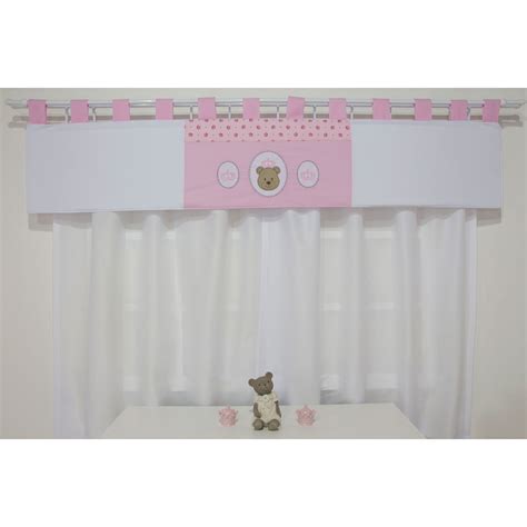 Cortina Quarto de Bebê Petit Rosa 03 Peças Coleção Slim Elo7