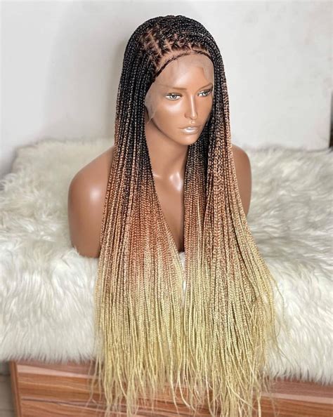 Frontlace Knotless Box Braided Wig Lace Front Wigfulllace Etsy