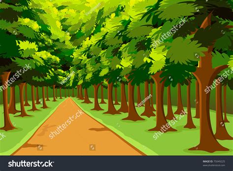 illustration road   woods stock vector  shutterstock