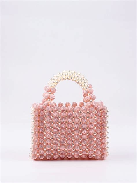 Allover Beaded Decor Satchel Bag Fashionable Womens Bag