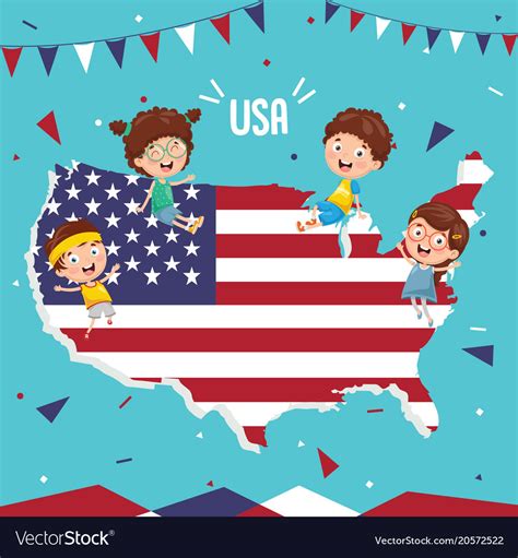 Usa flag and kids Royalty Free Vector Image - VectorStock