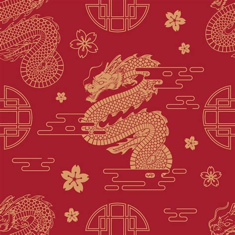 Premium Vector | Hand drawn chinese dragon pattern