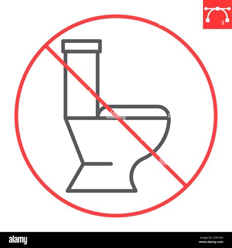 No Toilet Line Icon Prohibition And Forbidden No Wc Sign Vector